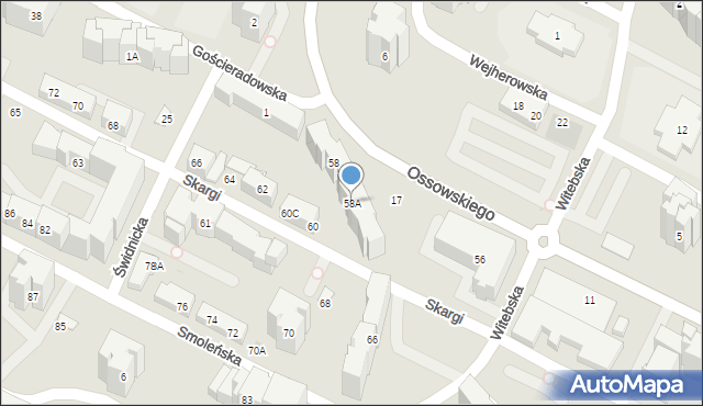 Warszawa, Skargi Piotra, ks., 58A, mapa Warszawy