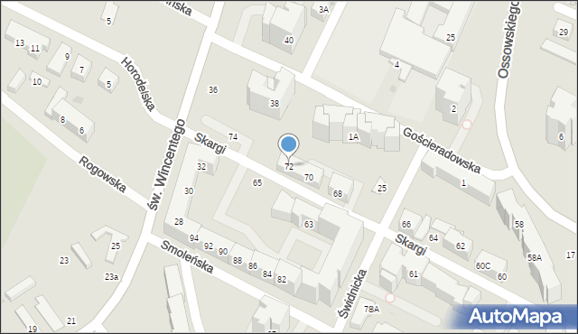 Warszawa, Skargi Piotra, ks., 72, mapa Warszawy