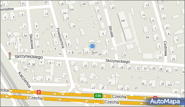Warszawa, Skrzyneckiego Jana, 15, mapa Warszawy