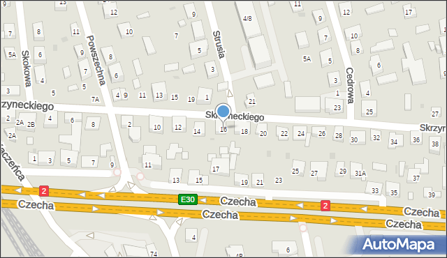 Warszawa, Skrzyneckiego Jana, 16, mapa Warszawy