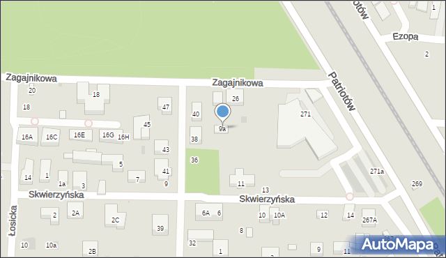 Warszawa, Skwierzyńska, 9a, mapa Warszawy