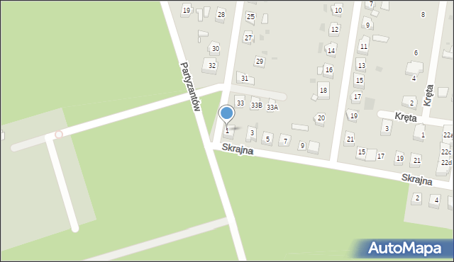 Węgliniec, Skrajna, 1, mapa Węgliniec