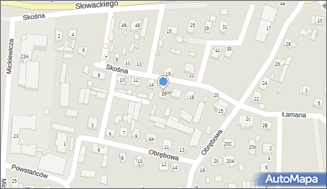 Węgrów, Skośna, 16, mapa Węgrów