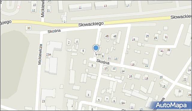 Węgrów, Skośna, 7, mapa Węgrów