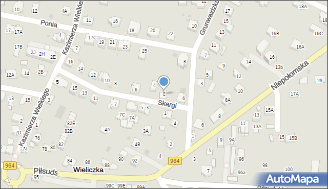 Wieliczka, Skargi Piotra, ks., 2, mapa Wieliczka