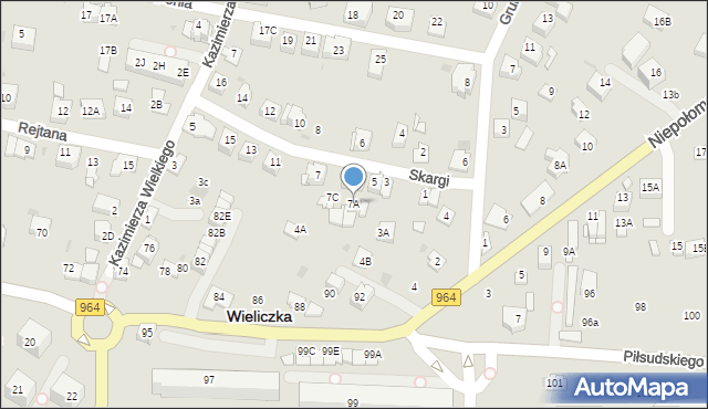 Wieliczka, Skargi Piotra, ks., 7A, mapa Wieliczka