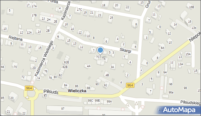 Wieliczka, Skargi Piotra, ks., 7B, mapa Wieliczka