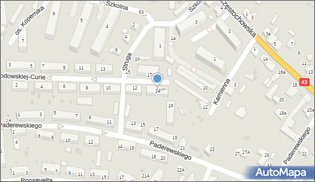 Wieluń, Skłodowskiej-Curie Marii, 14, mapa Wieluń