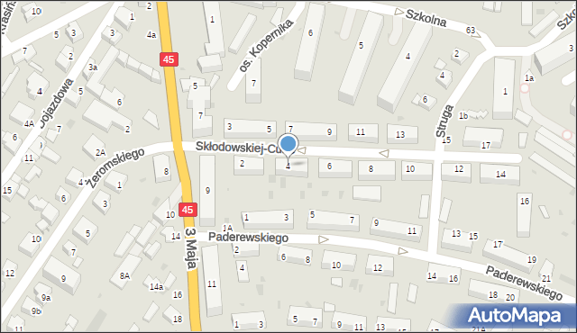 Wieluń, Skłodowskiej-Curie Marii, 4, mapa Wieluń