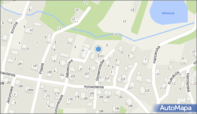 Wilkowice, Skowronków, 7, mapa Wilkowice