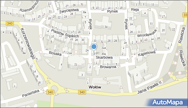 Wołów, Skarbowa, 2, mapa Wołów