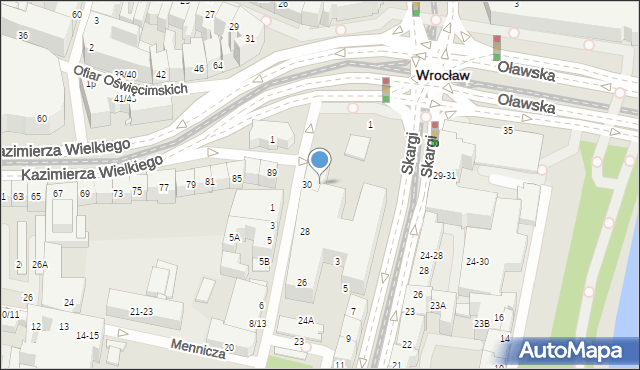 Wrocław, Skargi Piotra, ks., 1a, mapa Wrocławia
