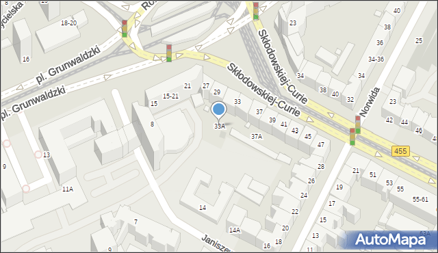 Wrocław, Skłodowskiej-Curie Marii, 33A, mapa Wrocławia