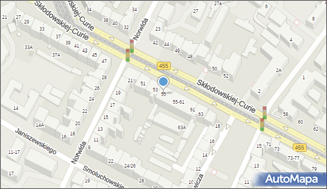 Wrocław, Skłodowskiej-Curie Marii, 55, mapa Wrocławia