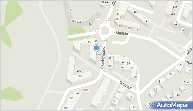 Wrocław, Skarbowców, 105, mapa Wrocławia