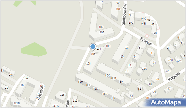 Wrocław, Skarbowców, 106, mapa Wrocławia