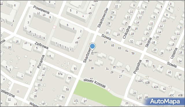 Wrocław, Skarbowców, 32, mapa Wrocławia