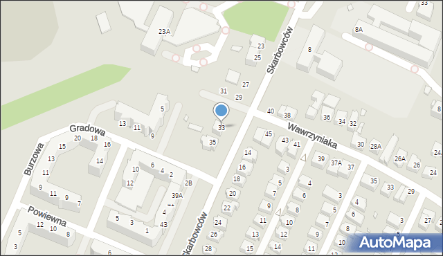 Wrocław, Skarbowców, 33, mapa Wrocławia