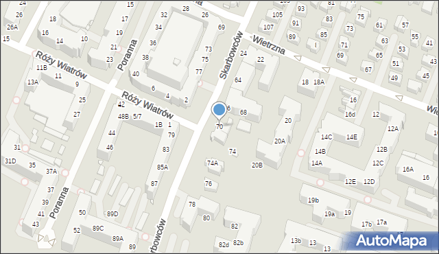 Wrocław, Skarbowców, 70, mapa Wrocławia