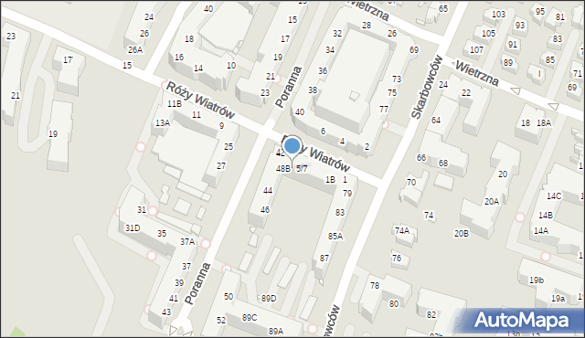 Wrocław, Skarbowców, 81B, mapa Wrocławia