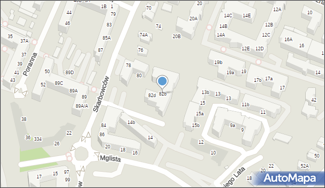 Wrocław, Skarbowców, 82b, mapa Wrocławia