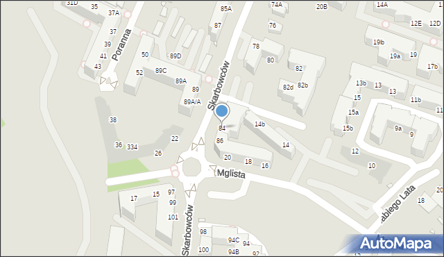 Wrocław, Skarbowców, 84, mapa Wrocławia