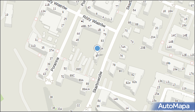 Wrocław, Skarbowców, 87, mapa Wrocławia