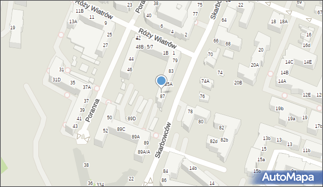 Wrocław, Skarbowców, 87A, mapa Wrocławia