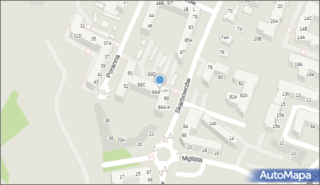 Wrocław, Skarbowców, 89a2, mapa Wrocławia