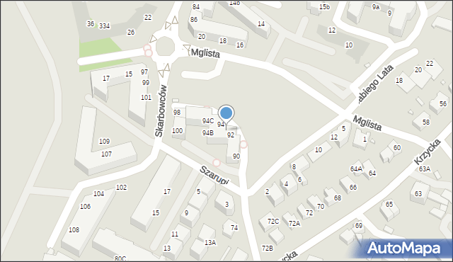 Wrocław, Skarbowców, 92A, mapa Wrocławia