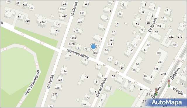 Wrocław, Skierniewicka, 8, mapa Wrocławia