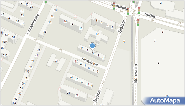 Wrocław, Skwerowa, 5, mapa Wrocławia