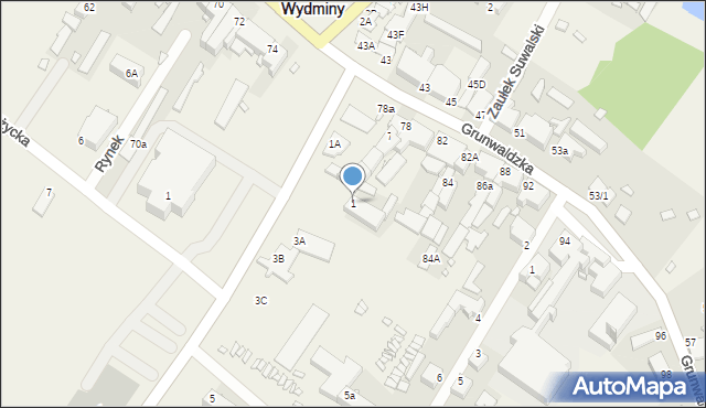 Wydminy, Składowa, 1, mapa Wydminy