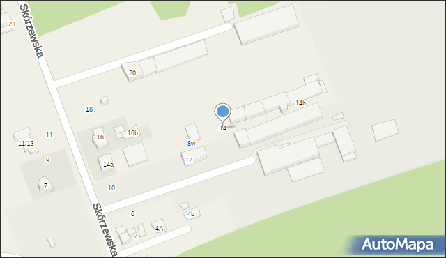 Wysogotowo, Skórzewska, 14, mapa Wysogotowo