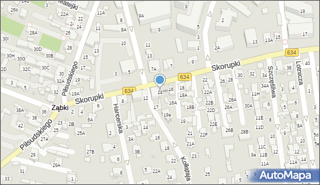 Ząbki, Skorupki Ignacego Jana, ks., 14, mapa Ząbki