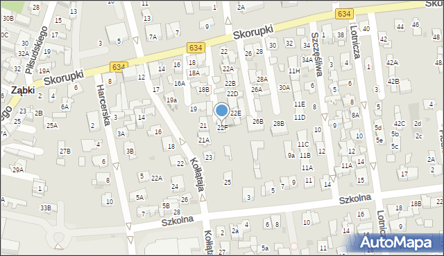 Ząbki, Skorupki Ignacego Jana, ks., 22F, mapa Ząbki