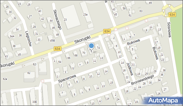 Ząbki, Skorupki Ignacego Jana, ks., 72b, mapa Ząbki