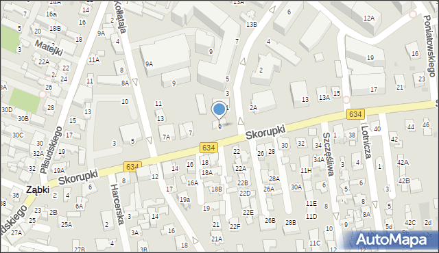 Ząbki, Skorupki Ignacego Jana, ks., 9, mapa Ząbki