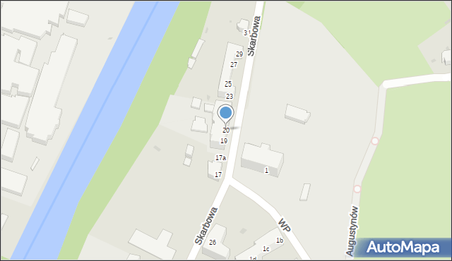 Żagań, Skarbowa, 20, mapa Żagań