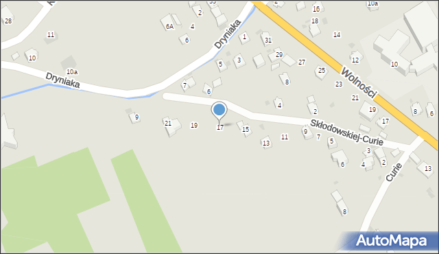 Zagórz, Skłodowskiej-Curie Marii, 17, mapa Zagórz