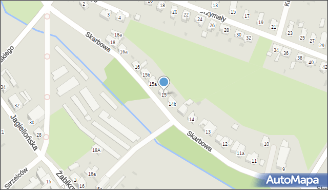 Żary, Skarbowa, 15, mapa Żary