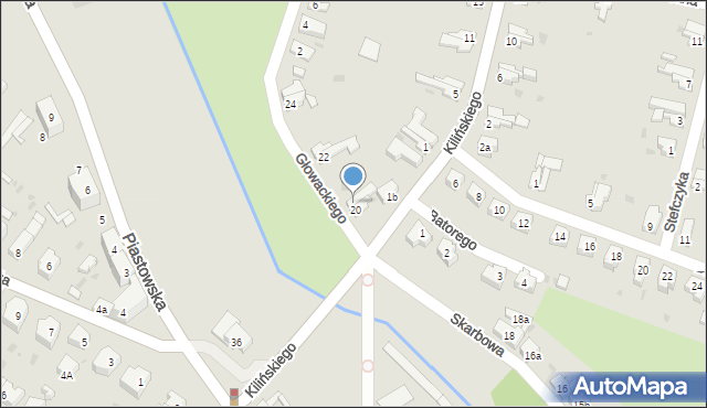 Żary, Skarbowa, 21, mapa Żary