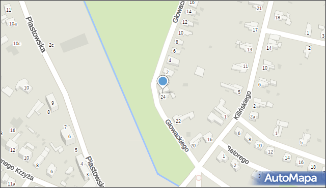 Żary, Skarbowa, 25, mapa Żary