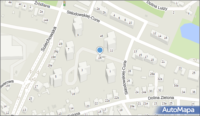 Zielona Góra, Skłodowskiej-Curie Marii, 1A, mapa Zielona Góra