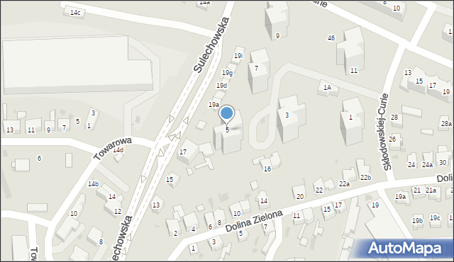 Zielona Góra, Skłodowskiej-Curie Marii, 5, mapa Zielona Góra