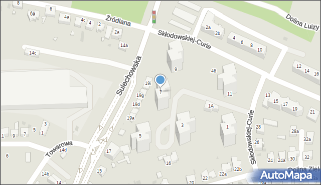 Zielona Góra, Skłodowskiej-Curie Marii, 7, mapa Zielona Góra