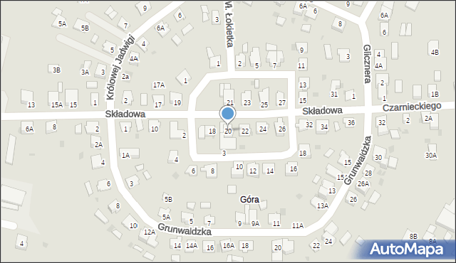 Żnin, Składowa, 20, mapa Żnin
