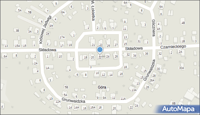 Żnin, Składowa, 22, mapa Żnin