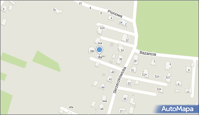 Żory, Skrzeczkowicka, 38a, mapa Żor