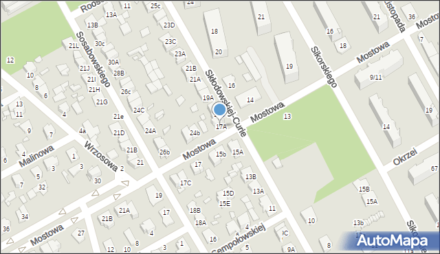 Żyrardów, Skłodowskiej-Curie Marii, 17A, mapa Żyrardów